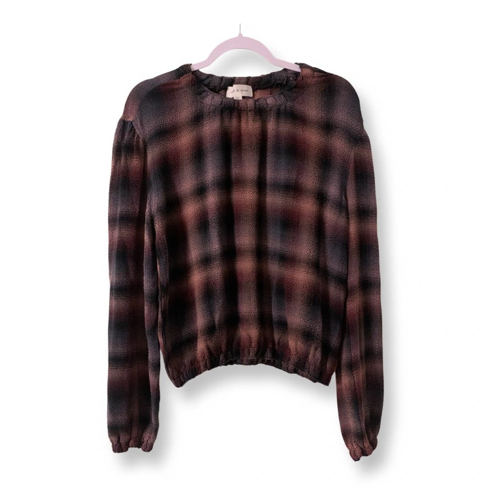Cloth and Stone Canyon Plaid Pucker Top size small